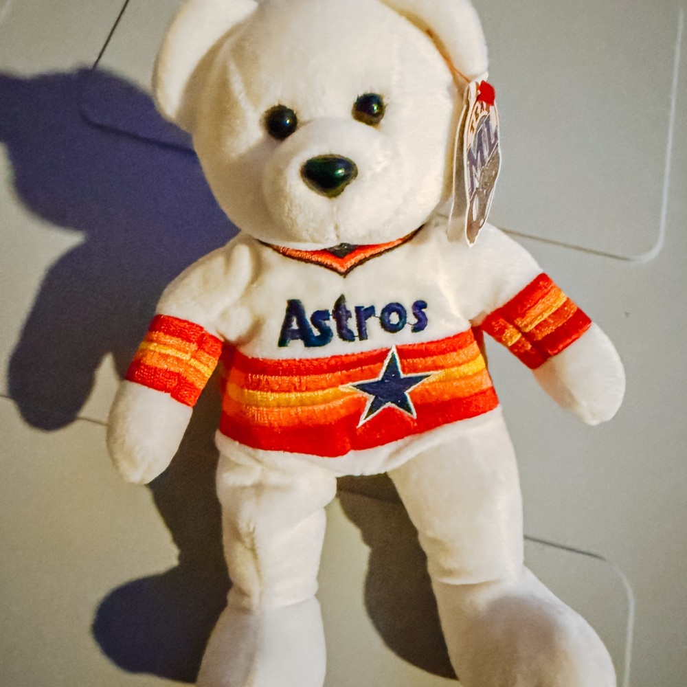 Astros Nolan Ryan 34 Beanie Baby Plush Bear with Striped Outfit